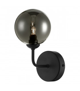 Wall Light Matt Black Smoked Glass, 1x G9