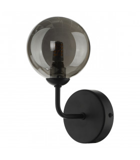 Wall Light Matt Black Smoked Glass, 1x G9