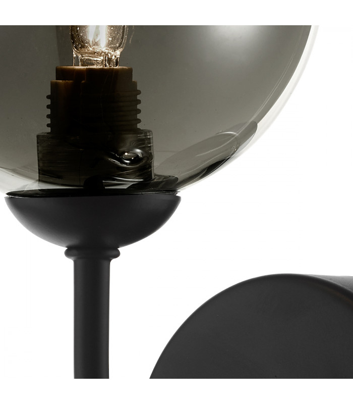 Wall Light Matt Black Smoked Glass, 1x G9