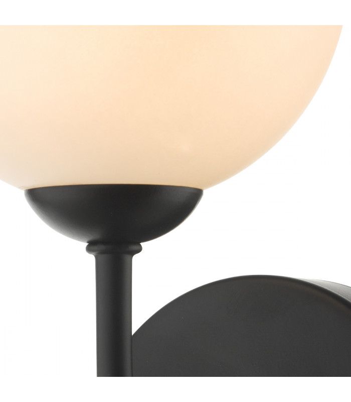 Wall Light Matt Black Opal Glass, 1x G9
