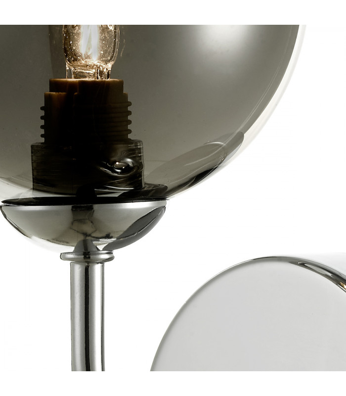 Wall Light Polished Chrome Smoked Glass, 1x G9