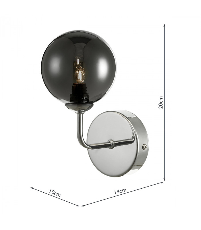 Wall Light Polished Chrome Smoked Glass, 1x G9