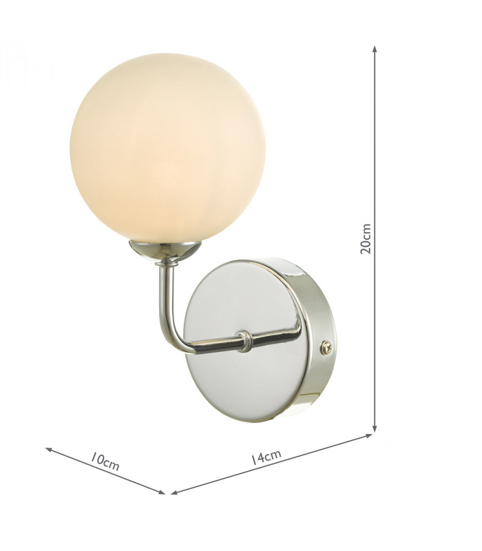 Wall Light Polished Chrome Opal Glass, 1x G9