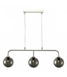 Straight Bar Pendant Light Polished Chrome Smoked Glass, 3x G9