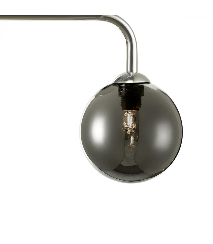 Straight Bar Pendant Light Polished Chrome Smoked Glass, 3x G9