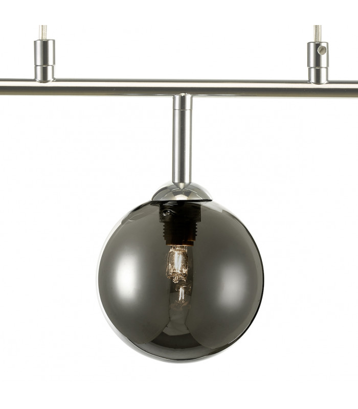 Straight Bar Pendant Light Polished Chrome Smoked Glass, 3x G9