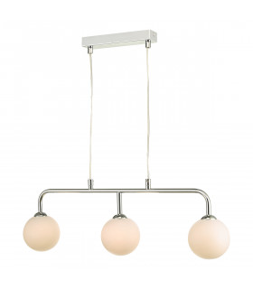 Straight Bar Pendant Light Polished Chrome Opal Glass, 3x G9