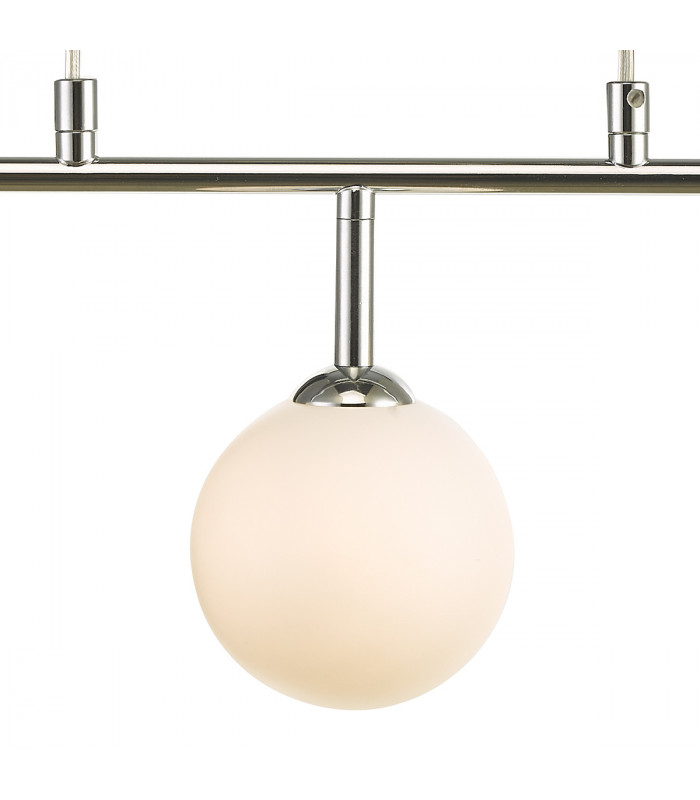 Straight Bar Pendant Light Polished Chrome Opal Glass, 3x G9