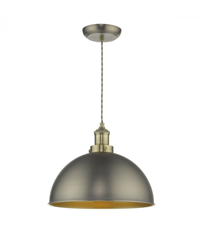 Dome Pendant Light Antique Chrome Antique Brass