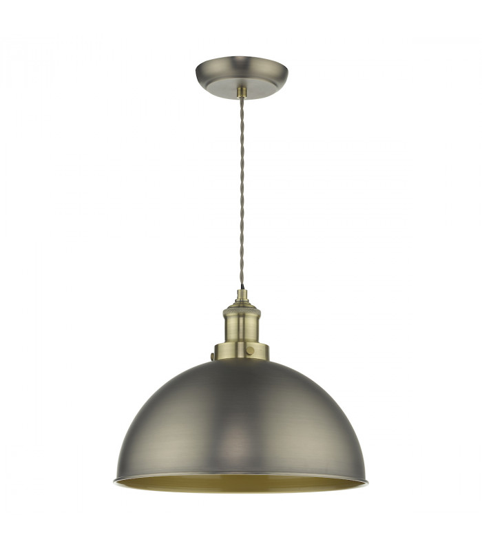 Dome Pendant Light Antique Chrome Antique Brass