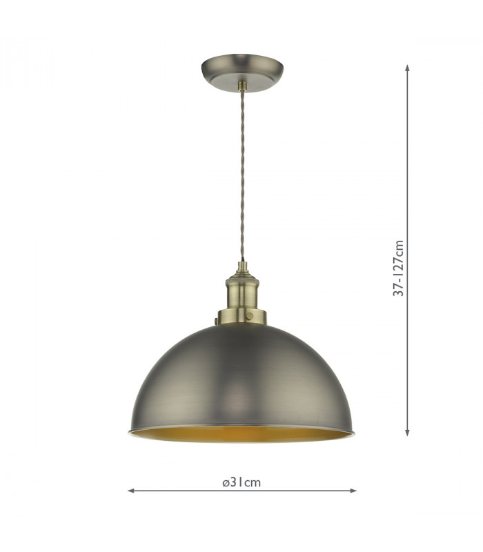Dome Pendant Light Antique Chrome Antique Brass
