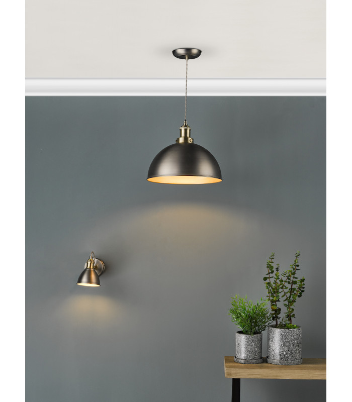 Dome Pendant Light Antique Chrome Antique Brass