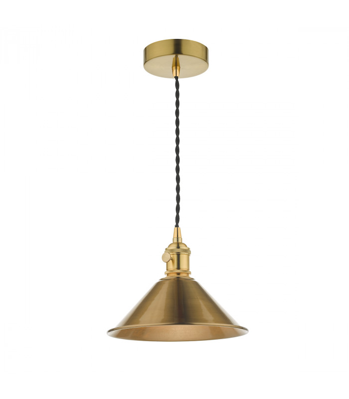 Dome Pendant Light Natural Brass with Aged Brass Shade, 1x E14