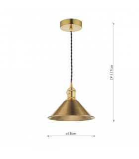 Dome Pendant Light Natural Brass with Aged Brass Shade, 1x E14