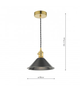 Dome Pendant Light Natural Brass with Antique Pewter Shade, 1x E14