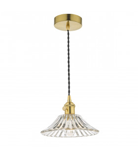 Dome Pendant Light Natural Brass with Flared Glass Shade, 1x E14