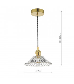 Dome Pendant Light Natural Brass with Flared Glass Shade, 1x E14