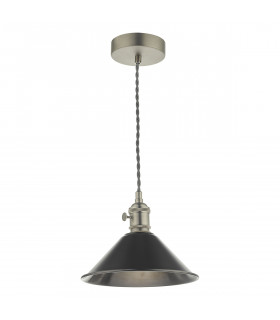 Dome Pendant Light Antique Chrome with Antique Pewter Shade, 1x E14