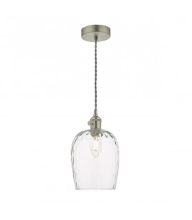 Dome Pendant Light Antique Chrome with Dimpled Glass Shade, 1x E14