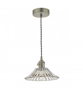 Dome Pendant Light Antique Chrome with Flared Glass Shade, 1x E14