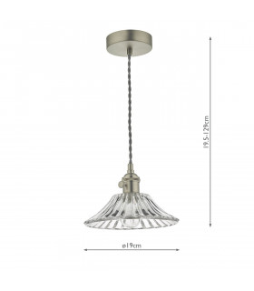 Dome Pendant Light Antique Chrome with Flared Glass Shade, 1x E14