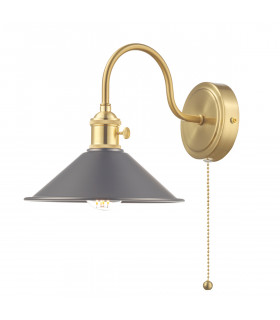 Dome Wall Light Brass With Antique Pewter Shade, 1x E14