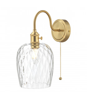 Wall Light Brass With Clear Dimpled Shade, 1x E14