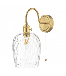Wall Light Brass With Clear Dimpled Shade, 1x E14