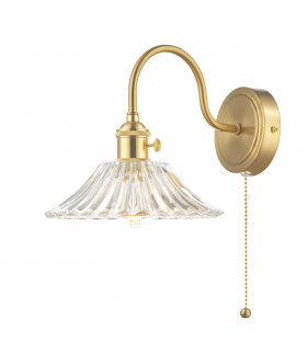 Wall Light Brass With Clear Flared Glass Shade, 1x E14