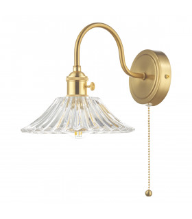 Wall Light Brass With Clear Flared Glass Shade, 1x E14