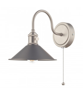 Dome Wall Light Antique Chrome With Antique Pewter Shade, 1x E14