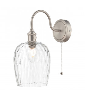 Wall Light Antique Chrome With Clear Dimpled Glass Shade, 1x E14