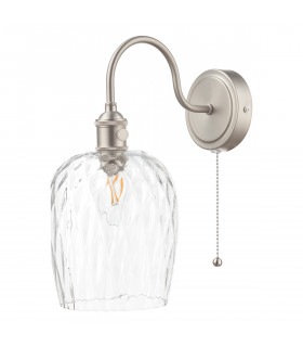 Wall Light Antique Chrome With Clear Dimpled Glass Shade, 1x E14