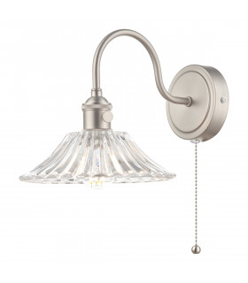 Wall Light Antique Chrome With Clear Flared Glass shade, 1x E14
