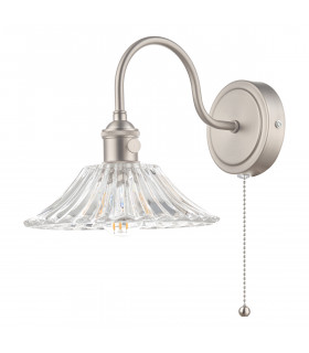 Wall Light Antique Chrome With Clear Flared Glass shade, 1x E14