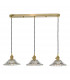 Straight Bar Brass Suspension With Flared Glass Shades, 3x E14