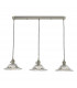 Straight Bar Antique Chrome Suspension With Flared Glass Shades, 3x E14