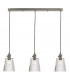 Straight Bar Antique Chrome Suspension With Ribbed Glass Shades, 3x E14