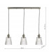 Straight Bar Antique Chrome Suspension With Ribbed Glass Shades, 3x E14