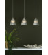 Straight Bar Antique Chrome Suspension With Ribbed Glass Shades, 3x E14