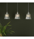 Straight Bar Antique Chrome Suspension With Ribbed Glass Shades, 3x E14