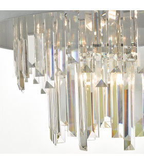 Cylindrical Pendant Light Grey & Crystal with Shade, 6x G9