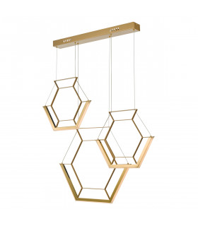 Hexagon Cluster Pendant Light Gold LED, 3x LED