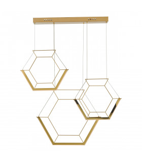 Hexagon Cluster Pendant Light Gold LED, 3x LED