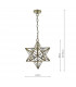 Wire Frame Pendant Light Antique Brass & Glass