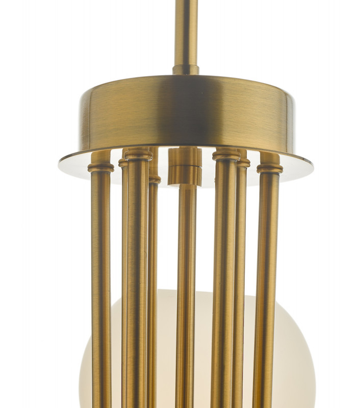 Pendant Light Natural Brass With Opal Glass, 9x E14