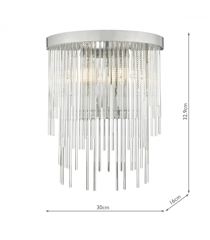 Wall Light Polished Chrome And Clear Glass, 2x E14
