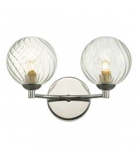 Wall Light Polished Chrome Twisted Glass, 2x G9