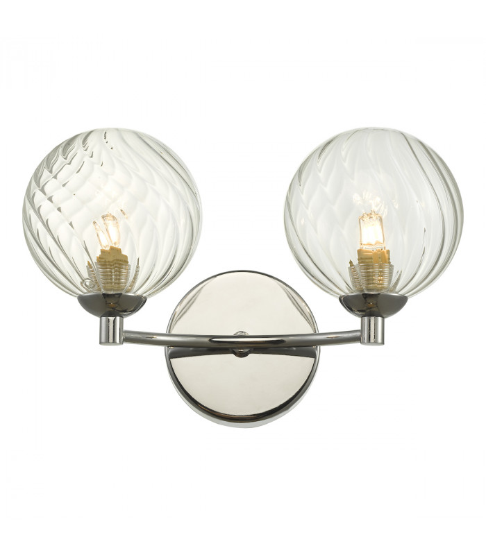 Wall Light Polished Chrome Twisted Glass, 2x G9