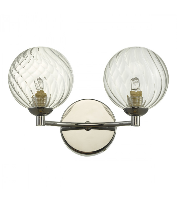 Wall Light Polished Chrome Twisted Glass, 2x G9
